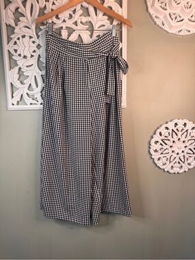 Zara Trafaluc Collection Navy Blue Gingham Pants Large